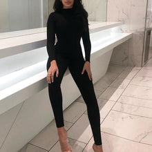 Load image into Gallery viewer, Mon Amie Cherry, Playsuit, Catsuit, Jumpsuit, Black, Streetwear, Clubwear, casual, Long Sleeve and ankle length jumpsuit
