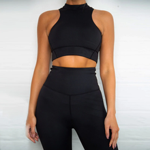 Load image into Gallery viewer, Legging Set, Crop Top, Long Legging, Casual Set, Two Piece Set, Black, Mon Amie Cherry
