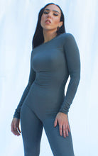 Load image into Gallery viewer, Mon Amie Cherry, Playsuit, Catsuit, Jumpsuit, Grey, Streetwear, Clubwear, casual, Long Sleeve and ankle length jumpsuit
