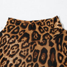 Load image into Gallery viewer, Mon Amie Cherry, Animal print bodysuit, animal print top, sleeves top, high-neck bodysuit
