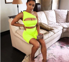 Load image into Gallery viewer, Mon Amie Cherry, Crop top, 2 piece set, knee length set, neon orange, sexy set, lounge set
