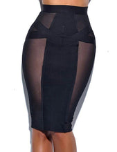 Load image into Gallery viewer, Mon Amie Cherry, Black Skirt, Mesh Skirt, Sexy Skirt, Pencil Skirt, Dressy Skirt, Party outfit
