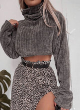 Load image into Gallery viewer, Mon Amie Cherry, Sexy Sweater, Dark grey sweater, soft , cropped sweater, casual, streetwear, 
